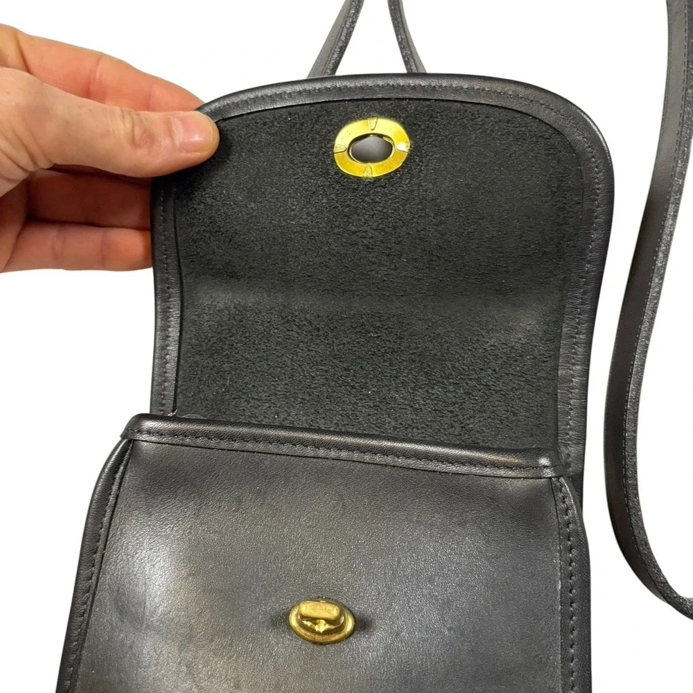 Coach Sidepack Scooter Crossbody Bag Black Turnlock Pouch Leather Vintage # 9978